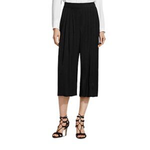 💕 NWT Vince Camuto Women's XS Rumple Wide Leg Black Flowy Satin Culottes Pants